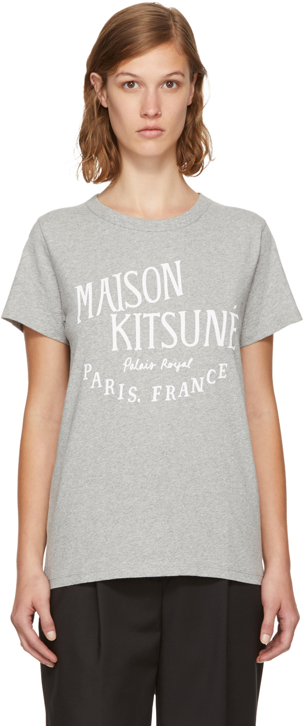 Maison Kitsuné: Grey 'Palais Royal' T-Shirt | SSENSE