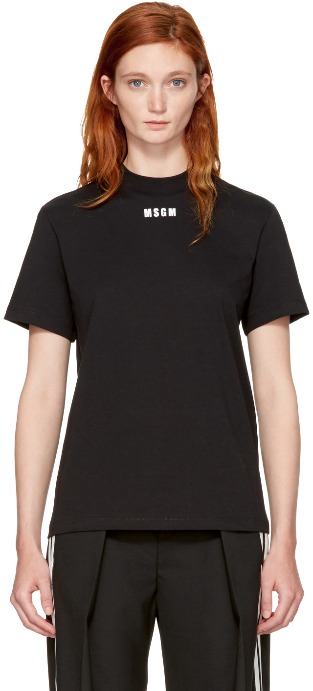 MSGM: Black Logo T-Shirt | SSENSE