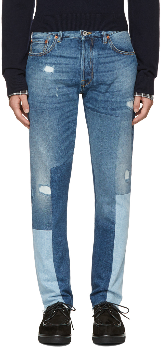 Valentino: Blue Patchwork 003 Jeans | SSENSE