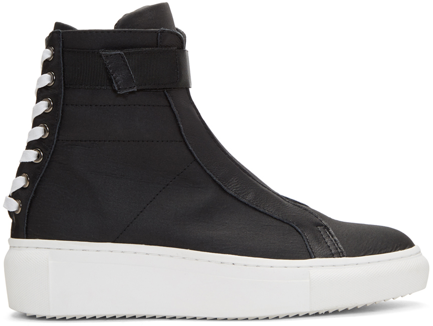 D by D Black Back Shoelace HighTop Sneakers SSENSE