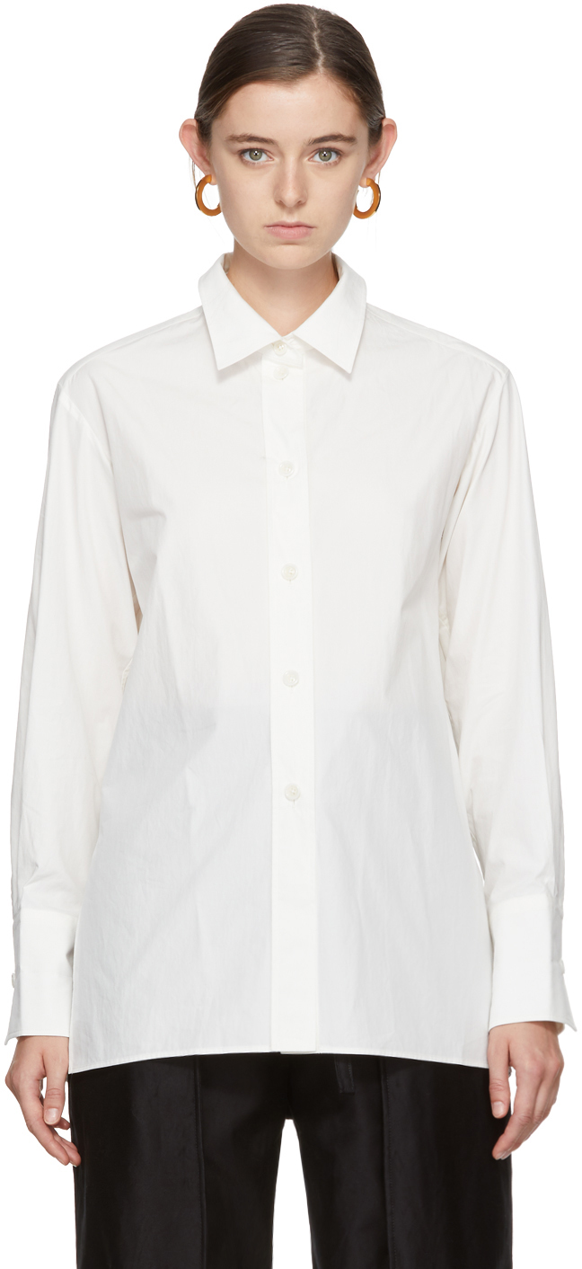 LEMAIRE: Off-White Pointed Collar Shirt | SSENSE