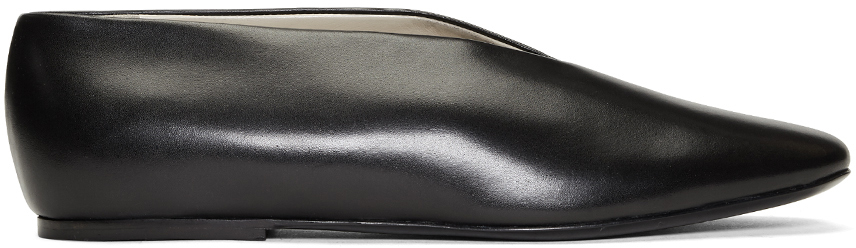 LEMAIRE: Black Leather Slippers | SSENSE