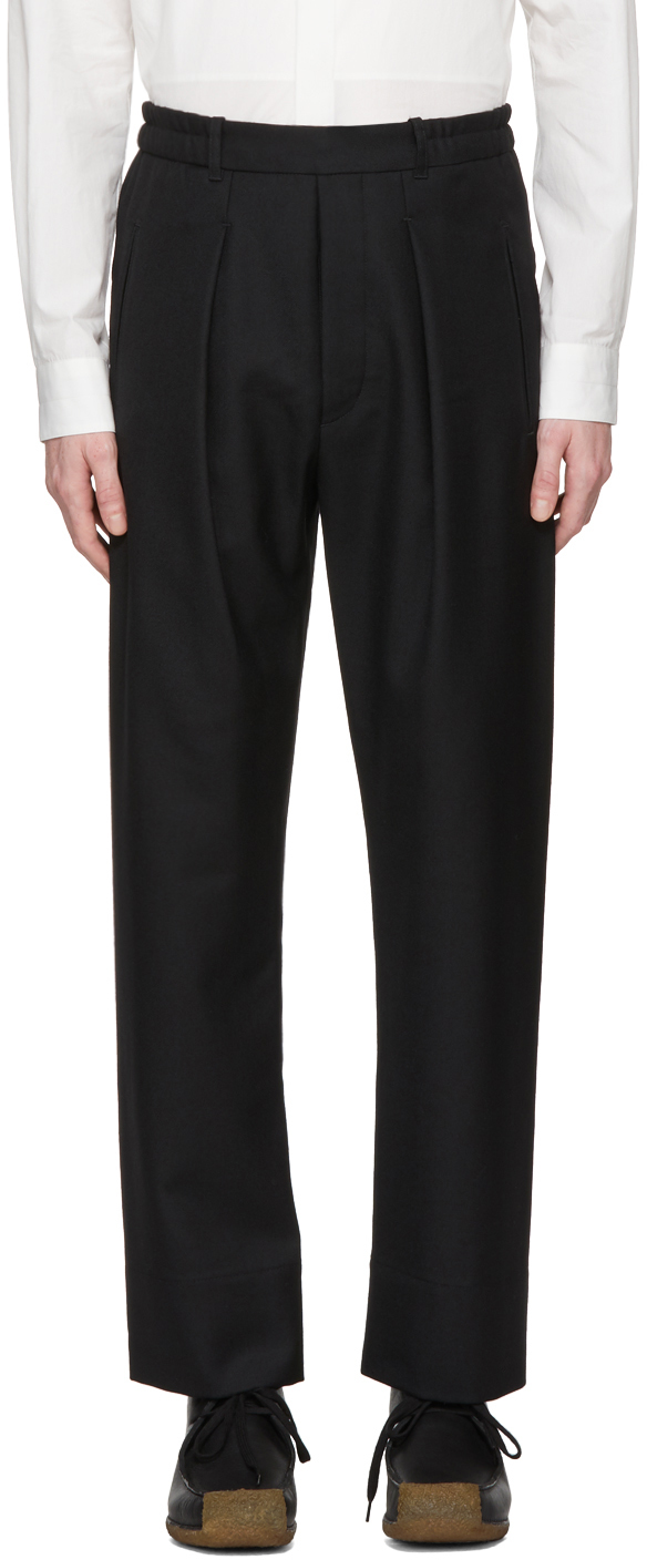 LEMAIRE: Black Elastic Trousers | SSENSE Canada