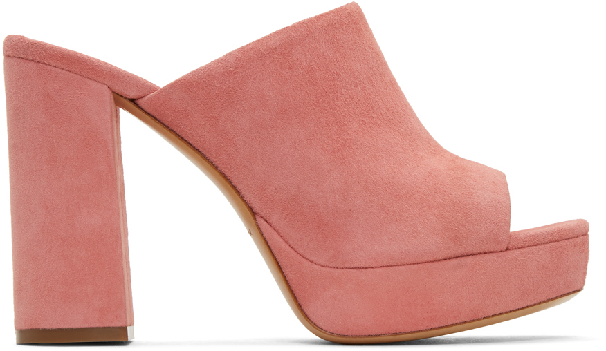 pink suede mules