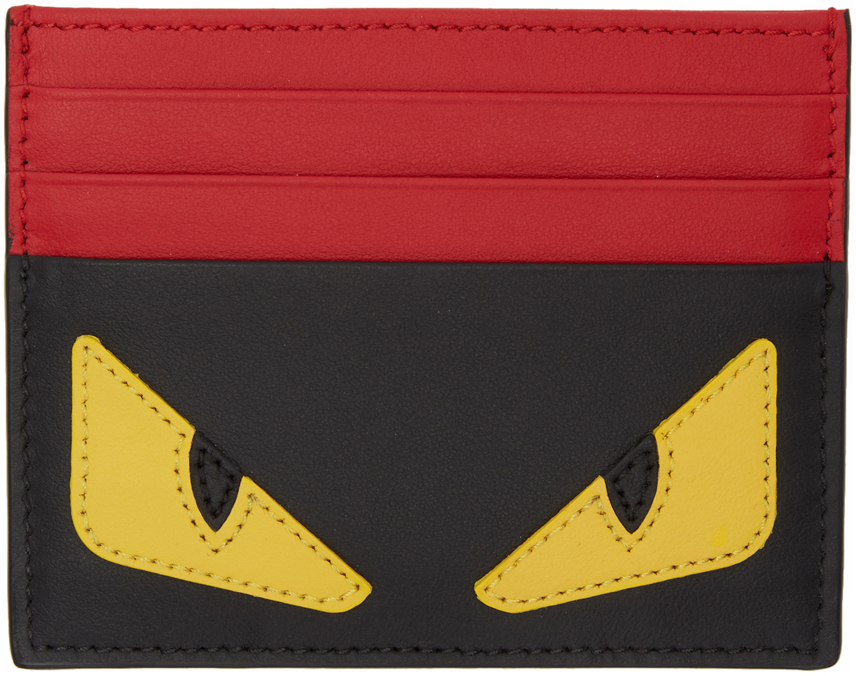 Fendi: Black & Red 'Bag Bugs' Card Holder | SSENSE