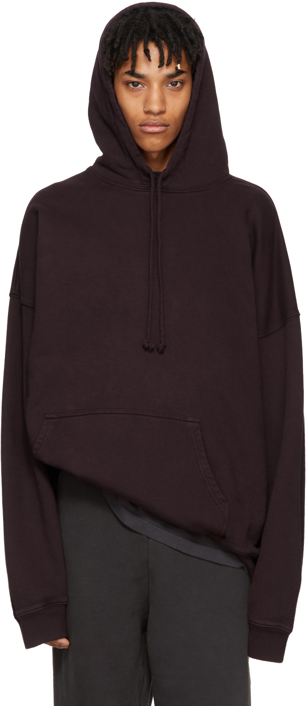 YEEZY: Burgundy Single Layer Hoodie | SSENSE