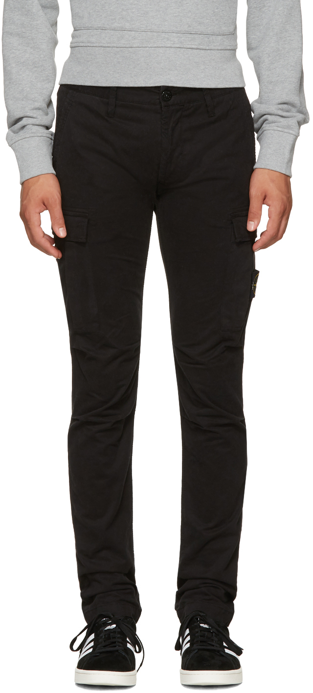 Stone Island: Black Logo Cargo Pants | SSENSE