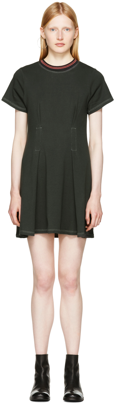Eckhaus Latta: Black Topstitched T-Shirt Dress | SSENSE