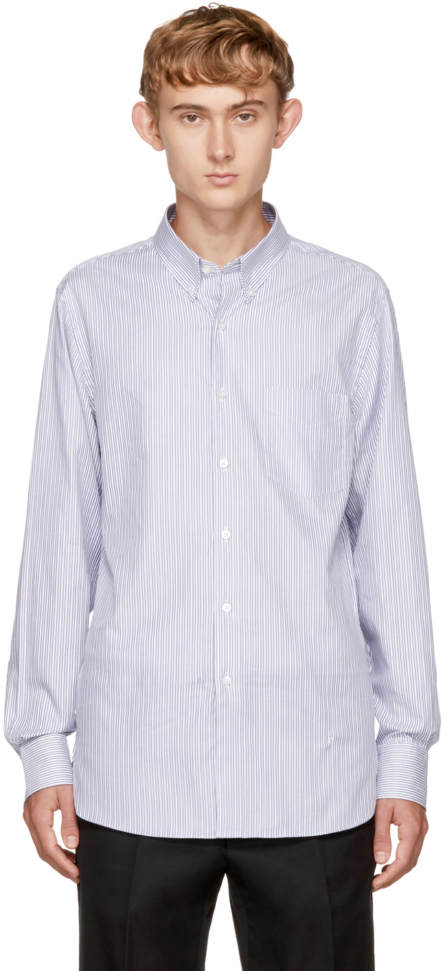 Navy \u0026 White Striped Button-Down Shirt 