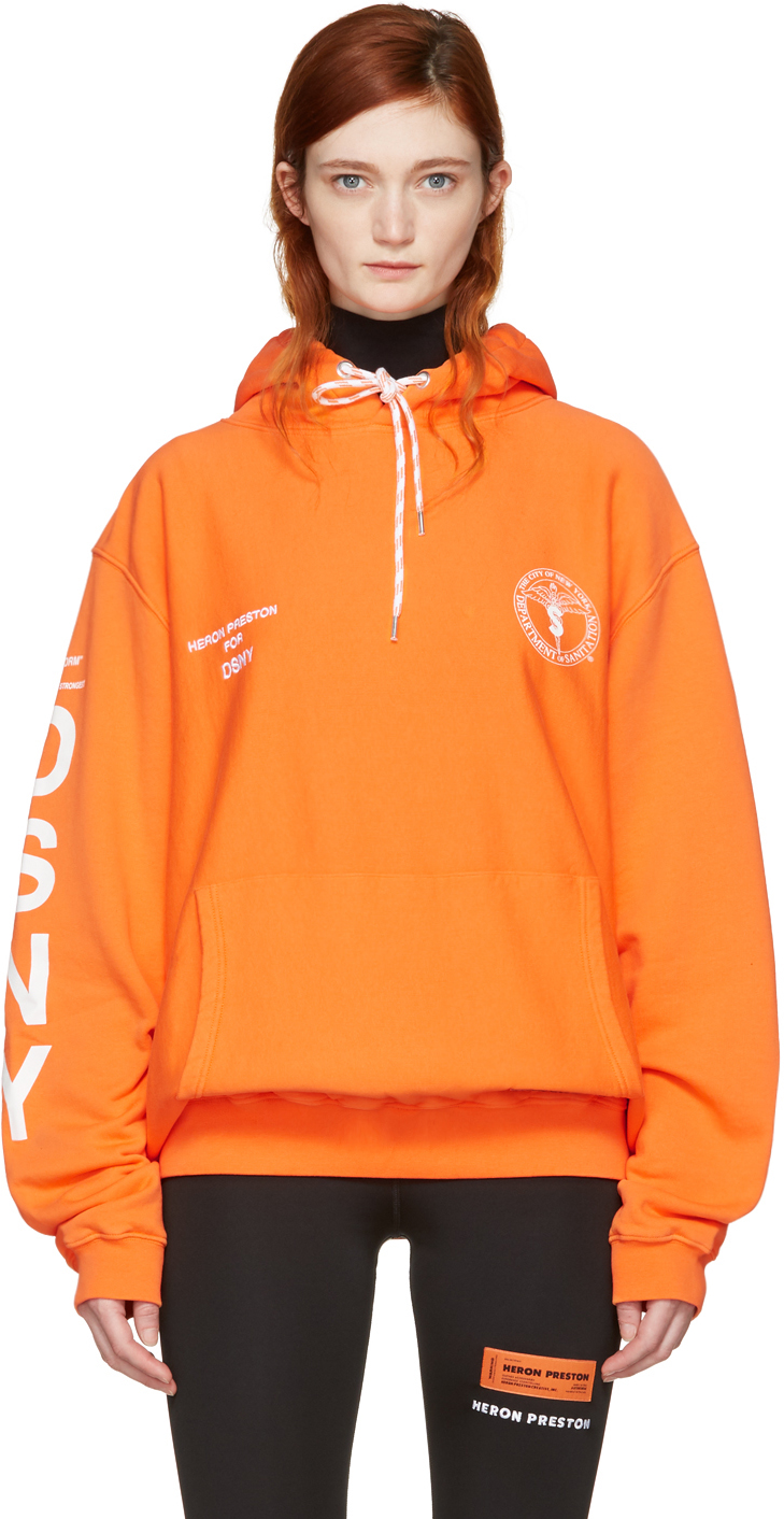 Heron Preston: Orange DSNY Edition 'Uniform' Hoodie | SSENSE
