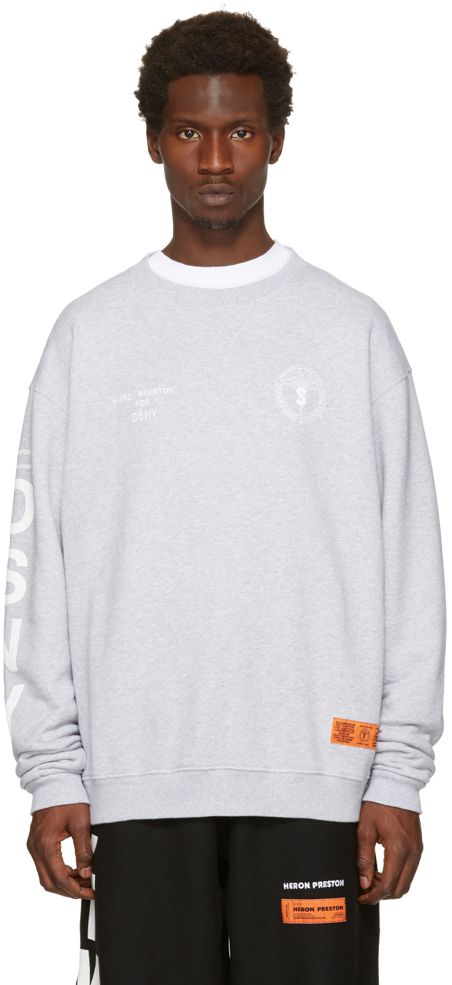 Heron Preston: Grey DSNY Edition 'Uniform' Sweatshirt | SSENSE