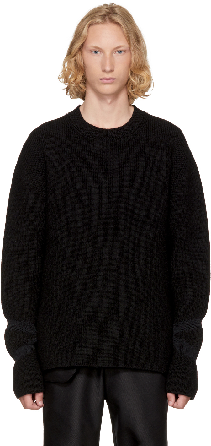 Kiko Kostadinov: Black Intarsia Cuff Sweater | SSENSE