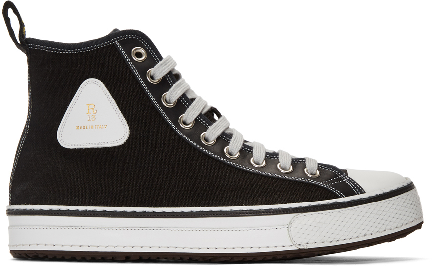 R13 Black Canvas HighTop Sneakers SSENSE Canada