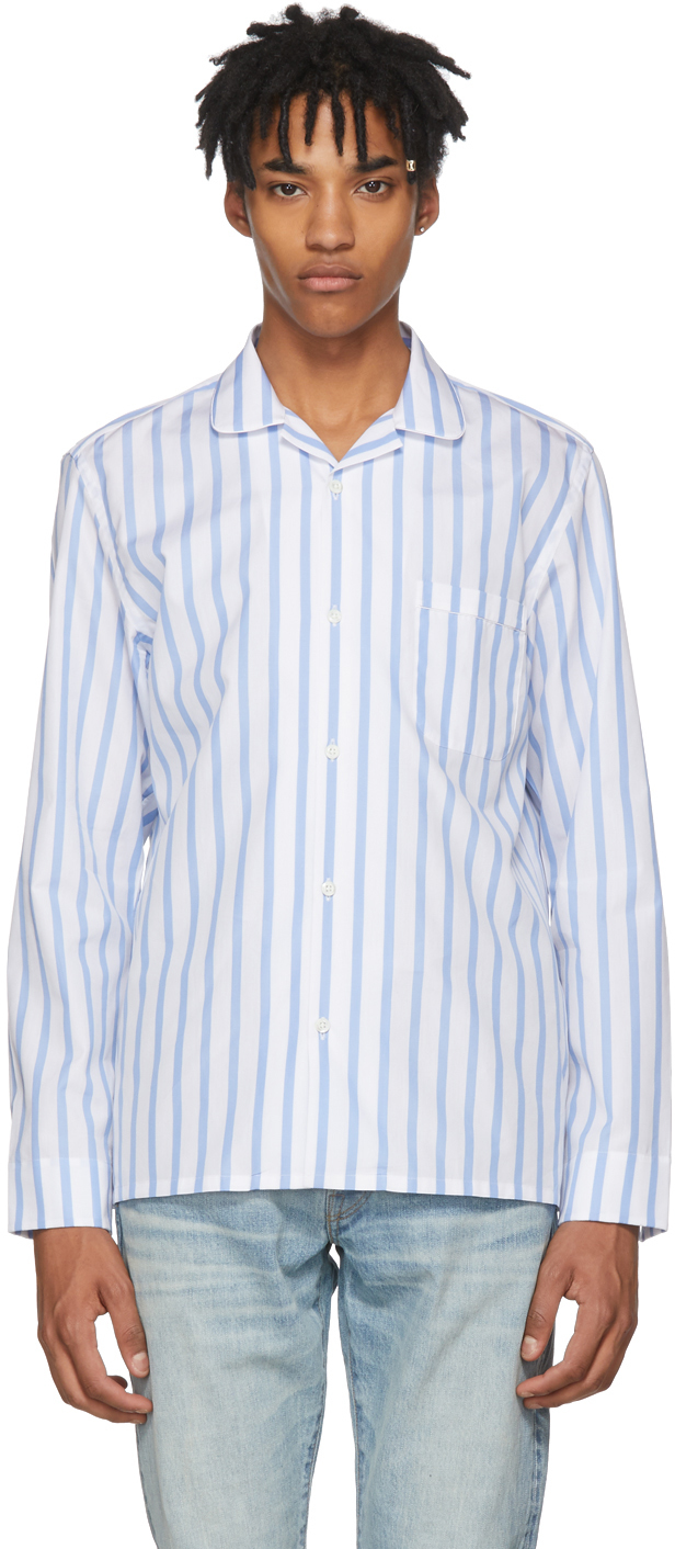 Cobra S.C.: Blue & White Striped Cabriolet Shirt | SSENSE