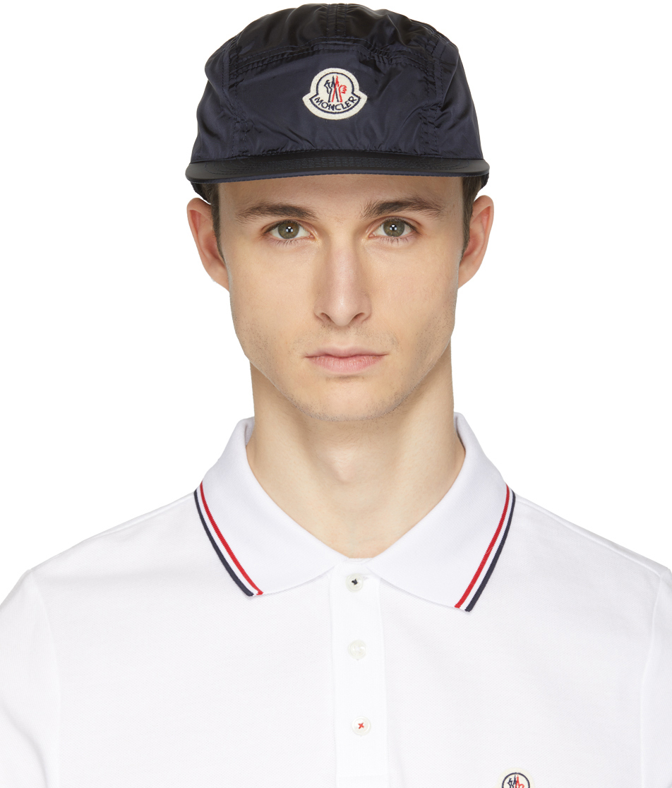 Moncler: Navy Five-Panel Logo Cap | SSENSE Canada