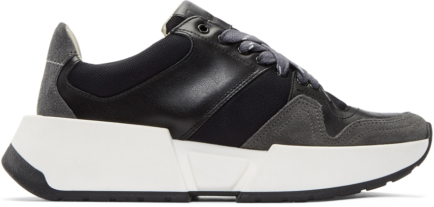 MM6 Maison Margiela: Black & Grey Flare Sneakers | SSENSE