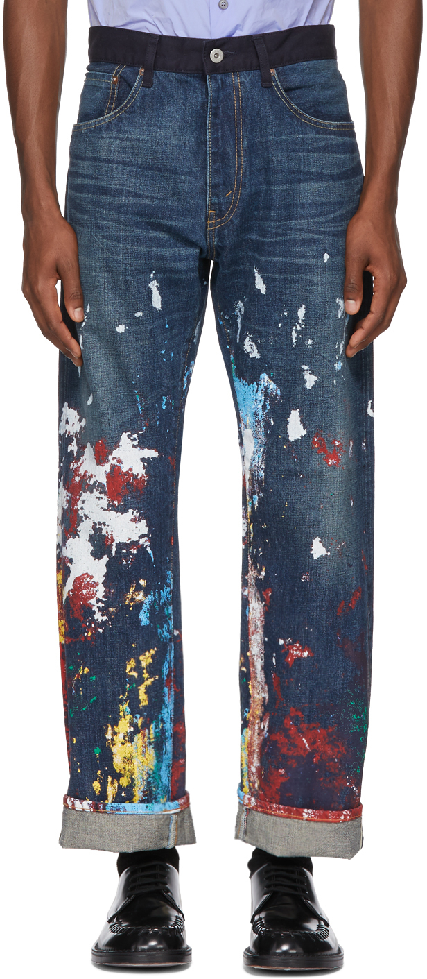 Junya Watanabe: Indigo Levi's Edition Paint Jeans | SSENSE