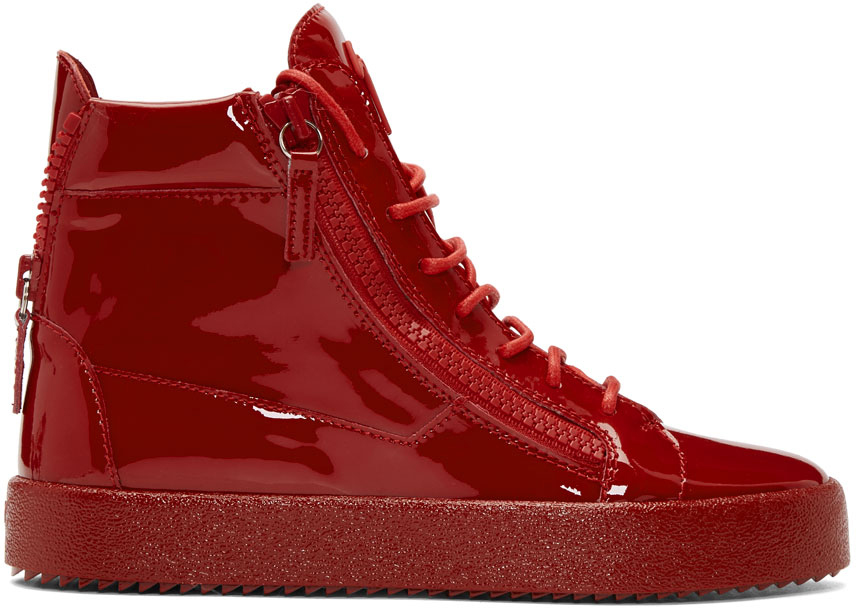 Giuseppe Zanotti: Red Patent May London High-Top Sneakers | SSENSE
