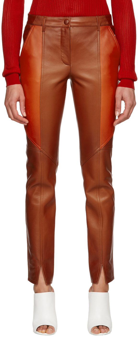 Givenchy: Orange Leather Pants | SSENSE