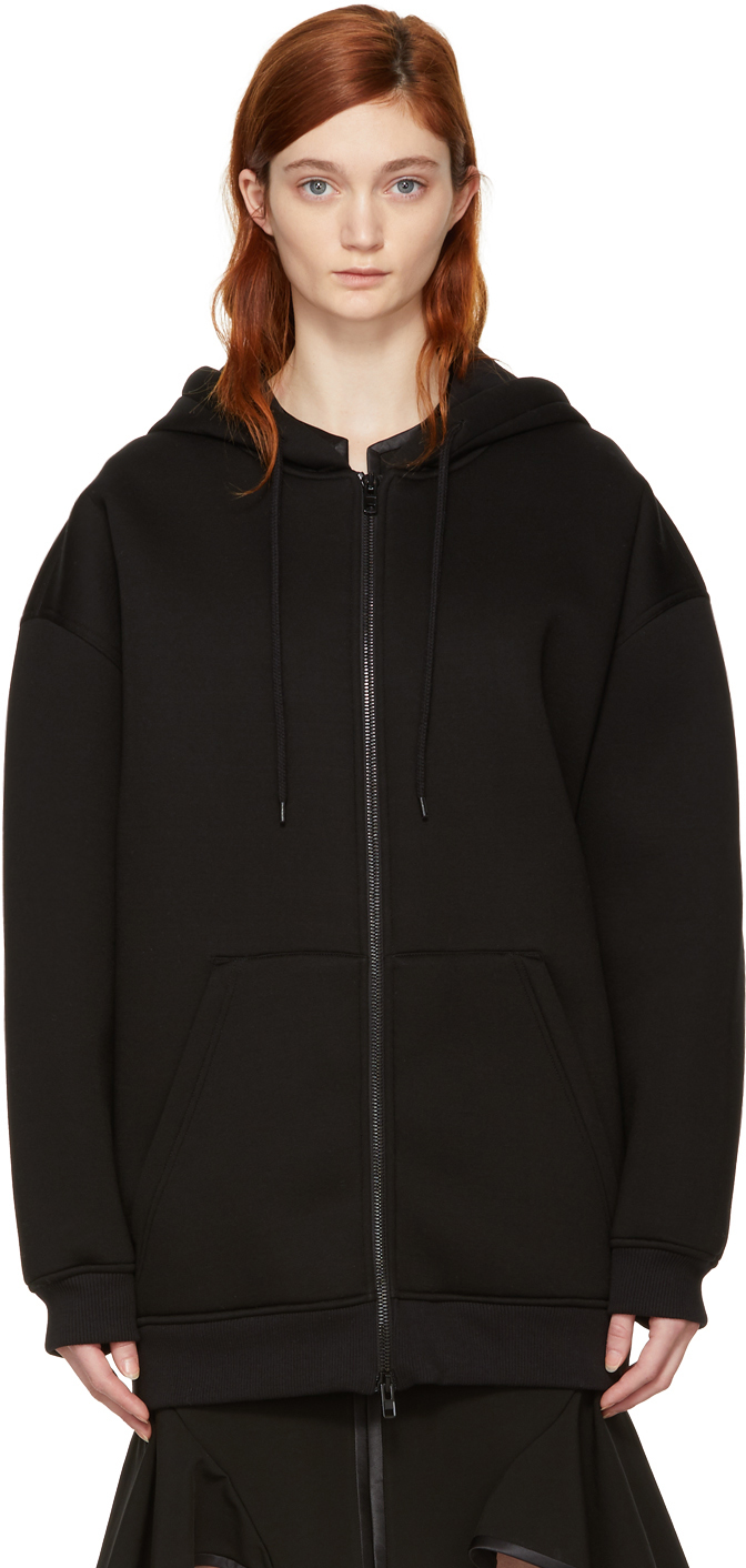 Givenchy: Black Logo Hem Zip Hoodie | SSENSE Canada