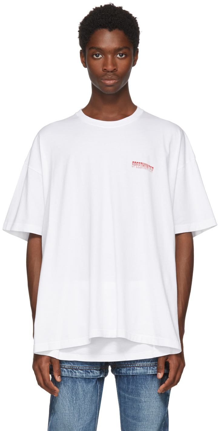 Balenciaga: White 'Speedhunter' Double Hem T-Shirt | SSENSE