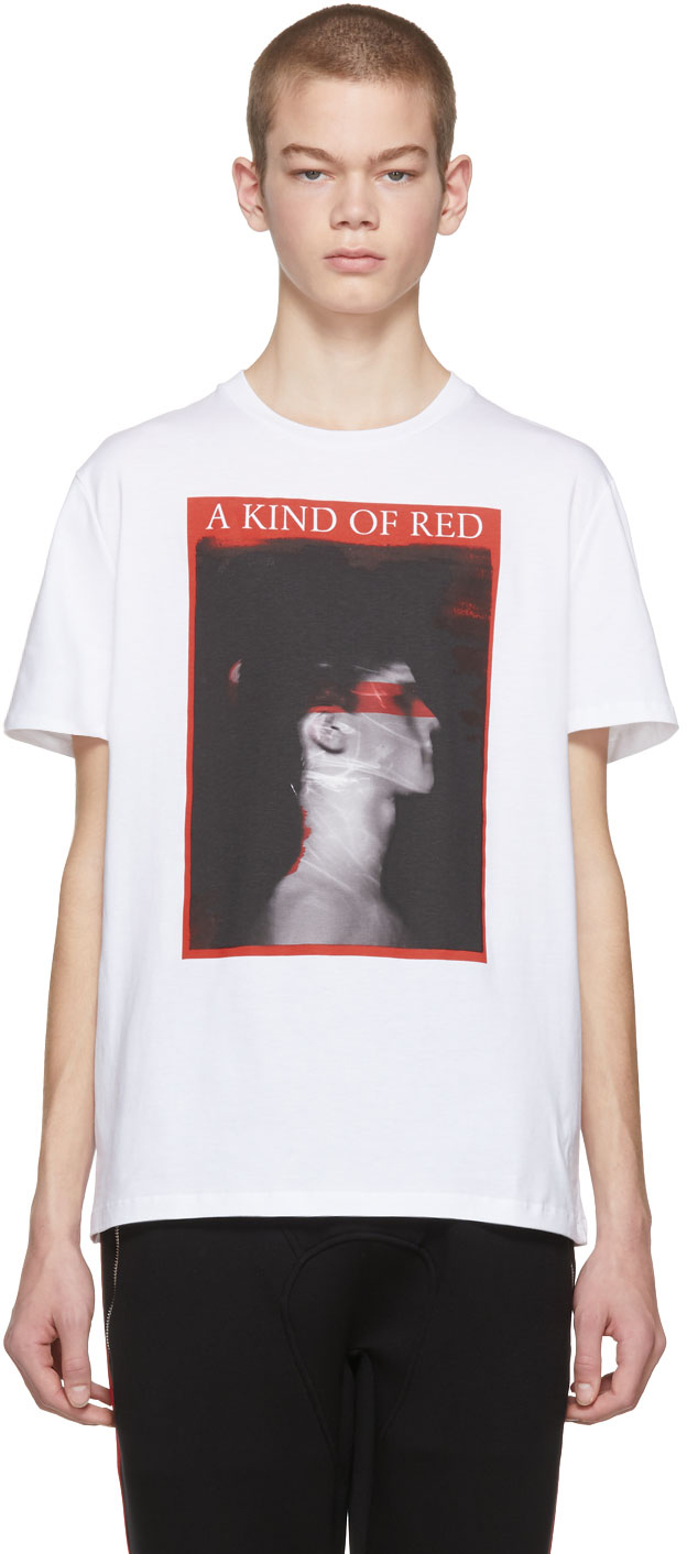 Neil Barrett: White 'A Kind of Red' T-Shirt | SSENSE