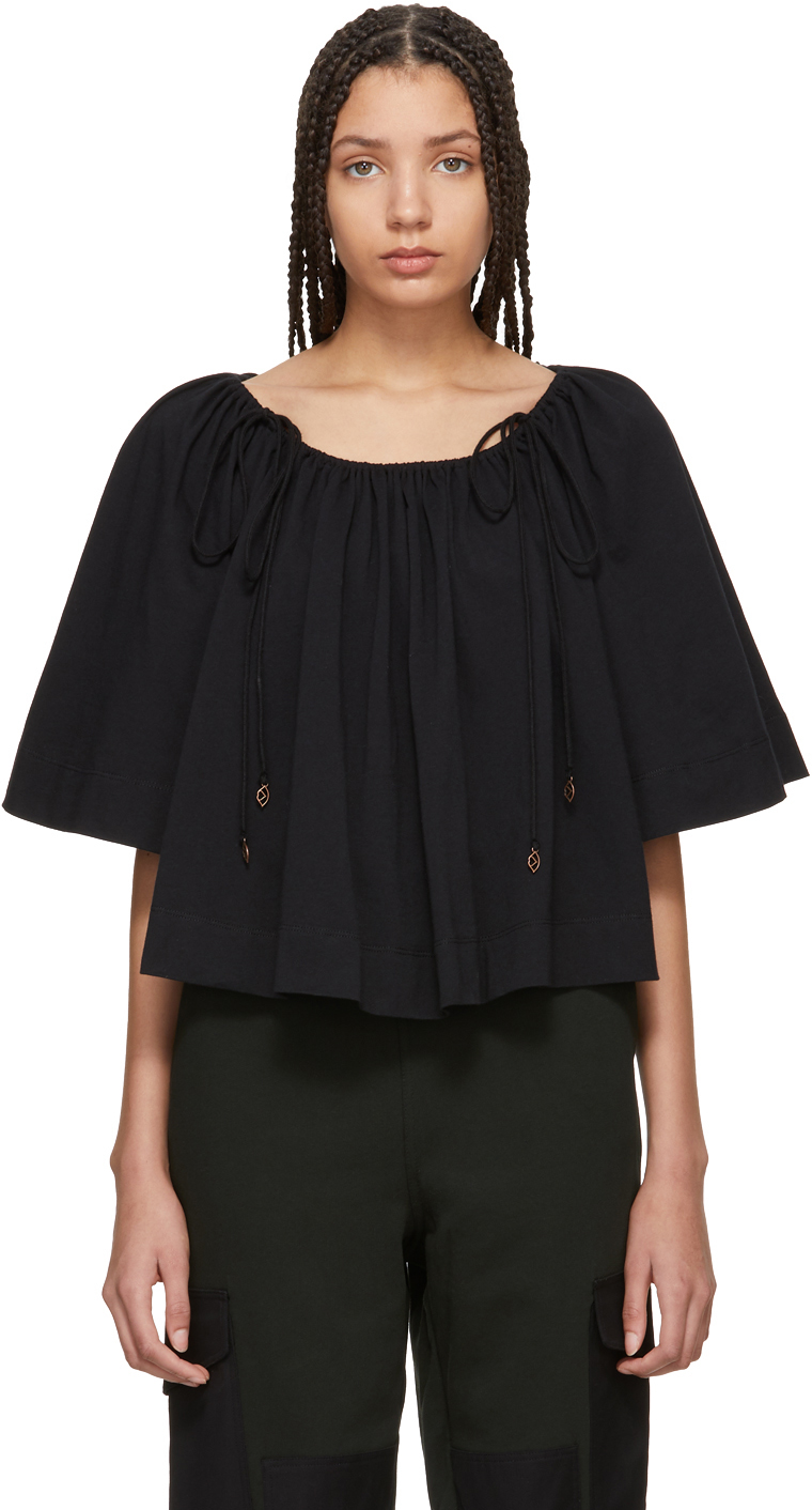 See by Chloé: Black Convertible Sleeve Flowy Blouse | SSENSE