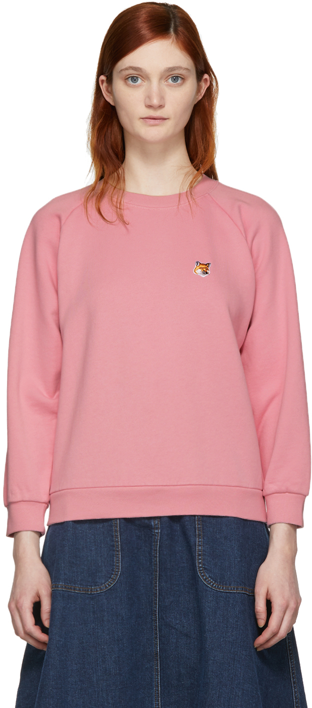 Maison Kitsuné: SSENSE Exclusive Pink Fox Head Patch Sweatshirt | SSENSE