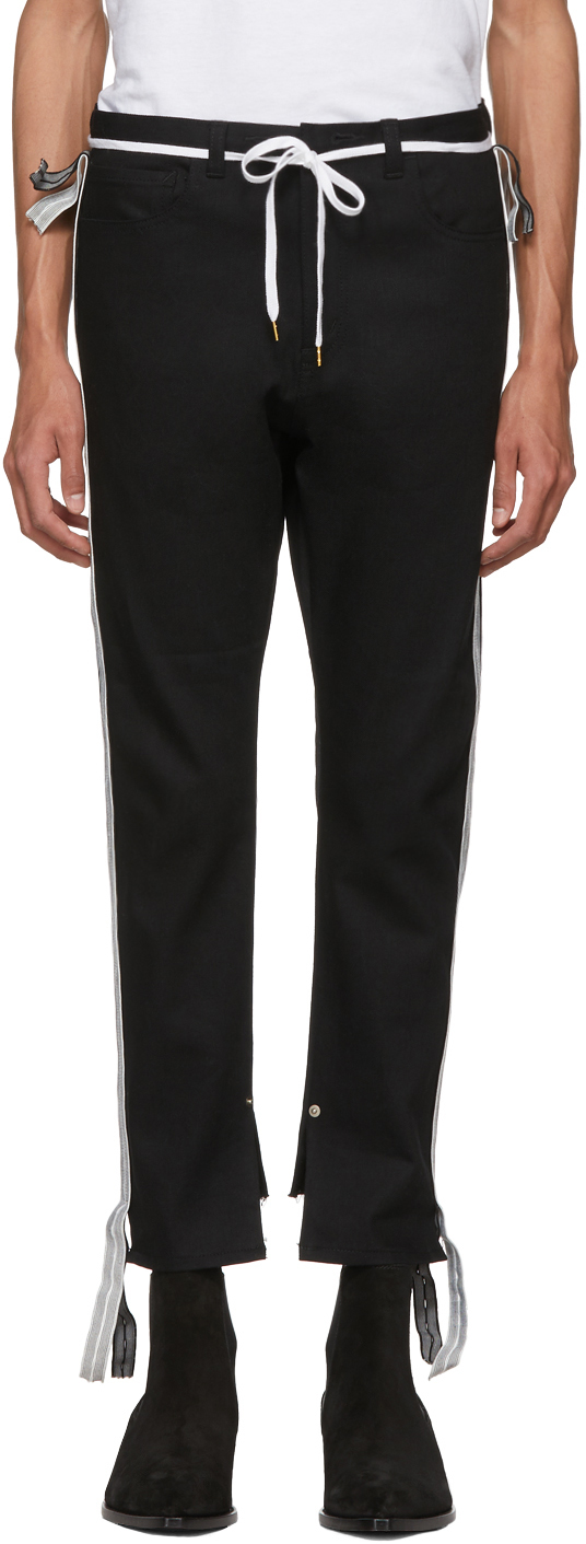 Sasquatchfabrix.: Black Denim Skinny Line Trousers | SSENSE