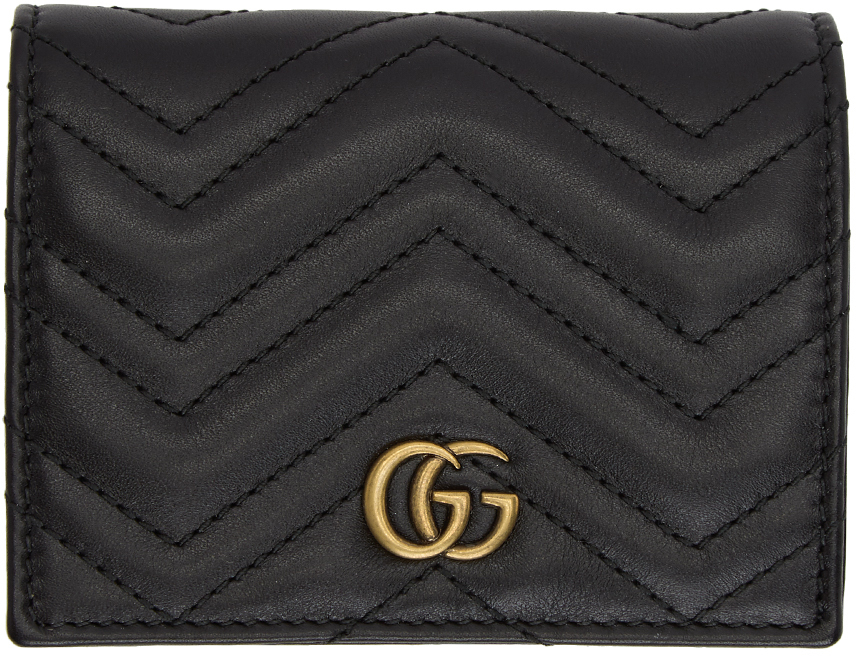 Gucci: Black Small GG Marmont Wallet | SSENSE