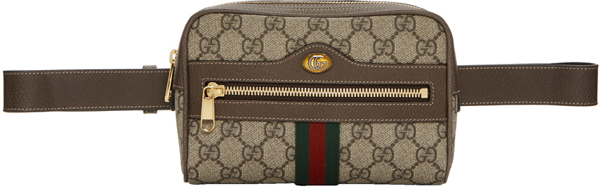 Gucci: Brown Small GG Supreme Ophidia Belt Bag | SSENSE