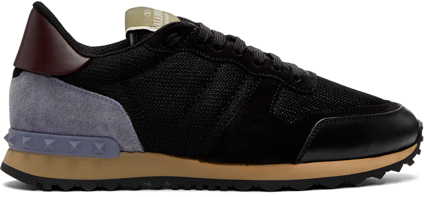 Valentino: Black Valentino Garavani Mesh Rockrunner Sneakers | SSENSE