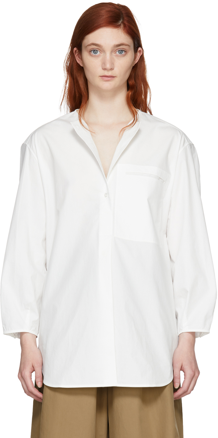 Studio Nicholson: White Oversized Double-Split Shirt | SSENSE Canada