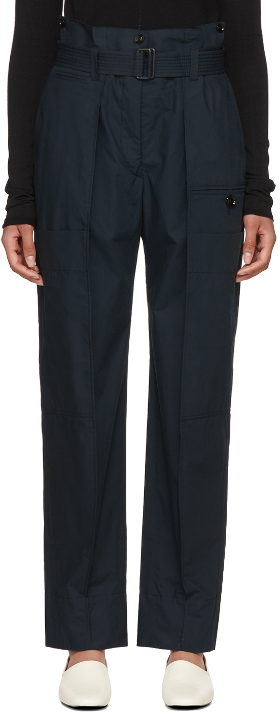LEMAIRE: Navy Cargo Trousers | SSENSE