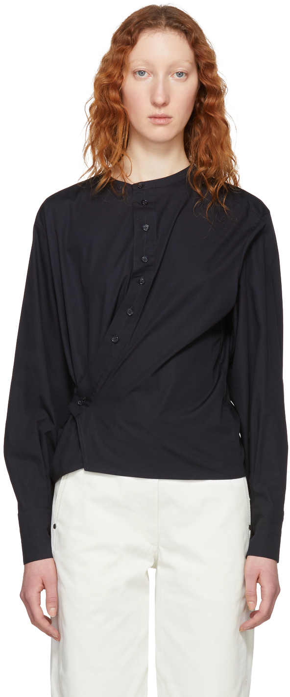 LEMAIRE: Navy Twisted Shirt | SSENSE