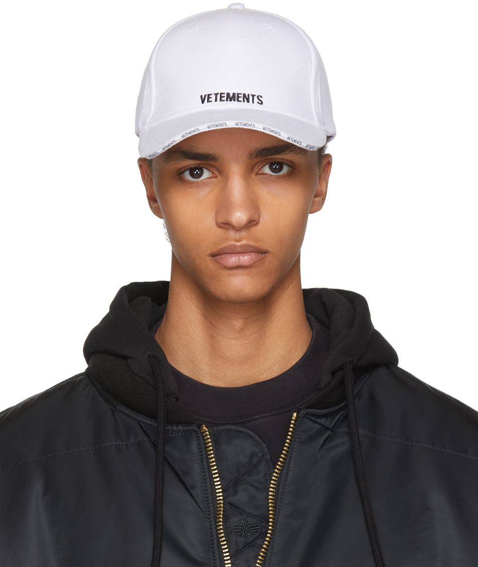 VETEMENTS: White Logo Baseball Cap | SSENSE Canada