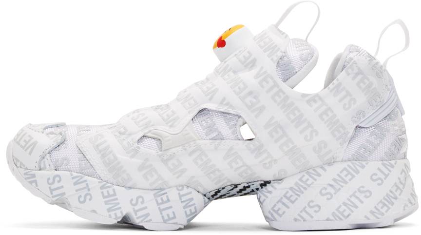 white reebok classics edition logo emoji instapump fury sneakers