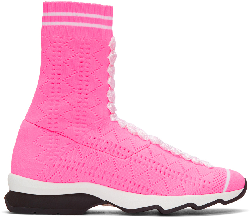 Fendi: Pink Sock High-Top Sneakers | SSENSE