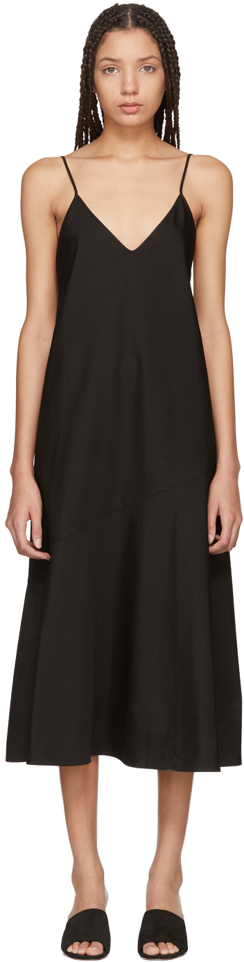 Protagonist: Black Flared Bias Slip Dress | SSENSE