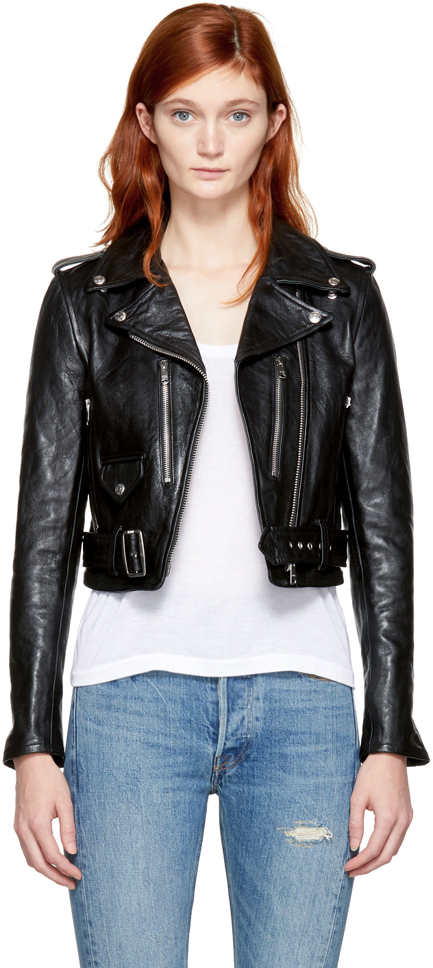 Re/Done: Black Leather Motorcycle Jacket | SSENSE