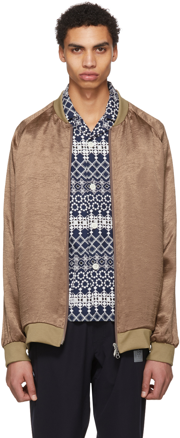 NEEDLES Brown Satin Raglan Bomber Jacket SSENSE