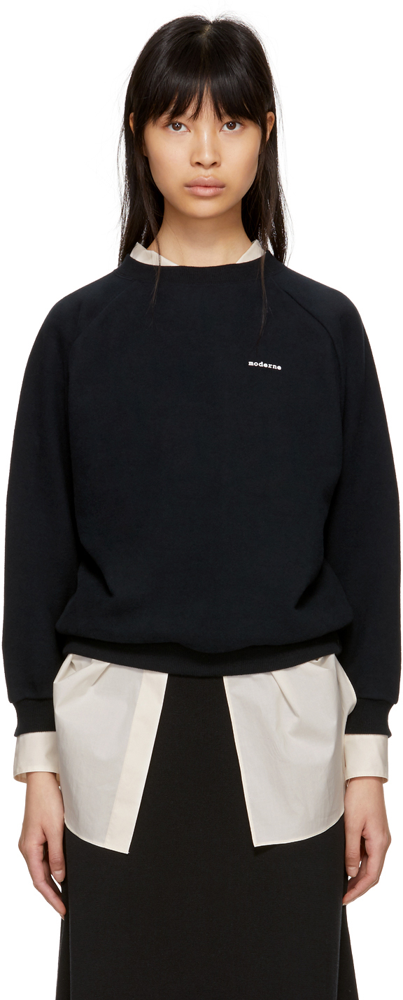 Moderne: Black Logo Sweatshirt | SSENSE