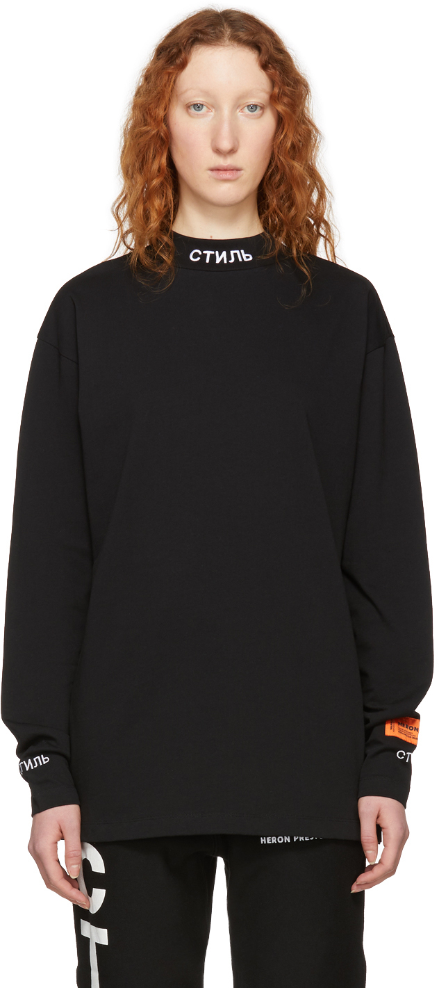 Heron Preston: Black Long Sleeve 'Style' T-Shirt | SSENSE