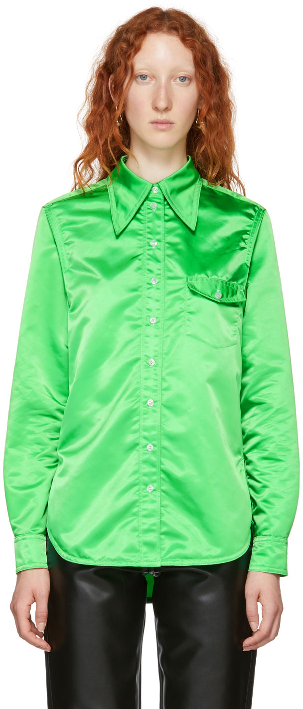 Green Pointed Collar Shirt