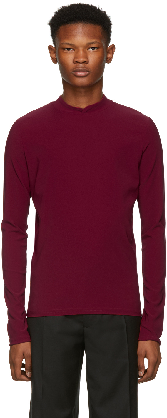 Namacheko: Red Double Faced Mock Neck Sweater | SSENSE