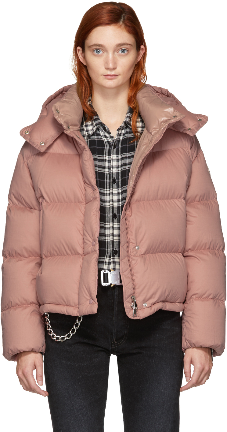 Moncler: Pink Down Paeonia Jacket | SSENSE