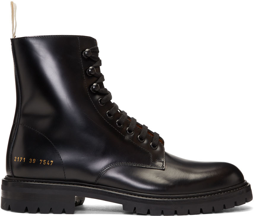 Common Projects: Black Combat Boots | SSENSE