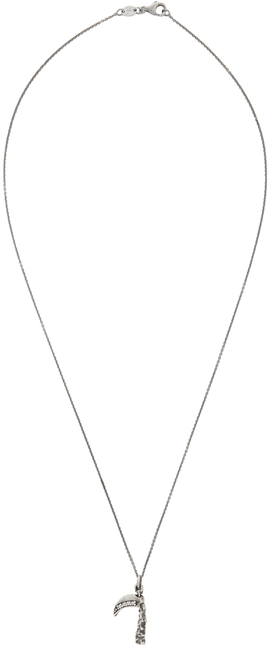 Luka Sabbat x Monini: Silver Single Line White Diamond Scythe Necklace ...