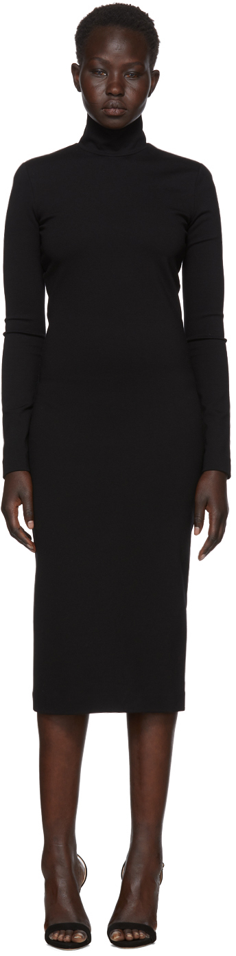 Dsquared2: Black Compact Jersey Turtleneck Dress | SSENSE