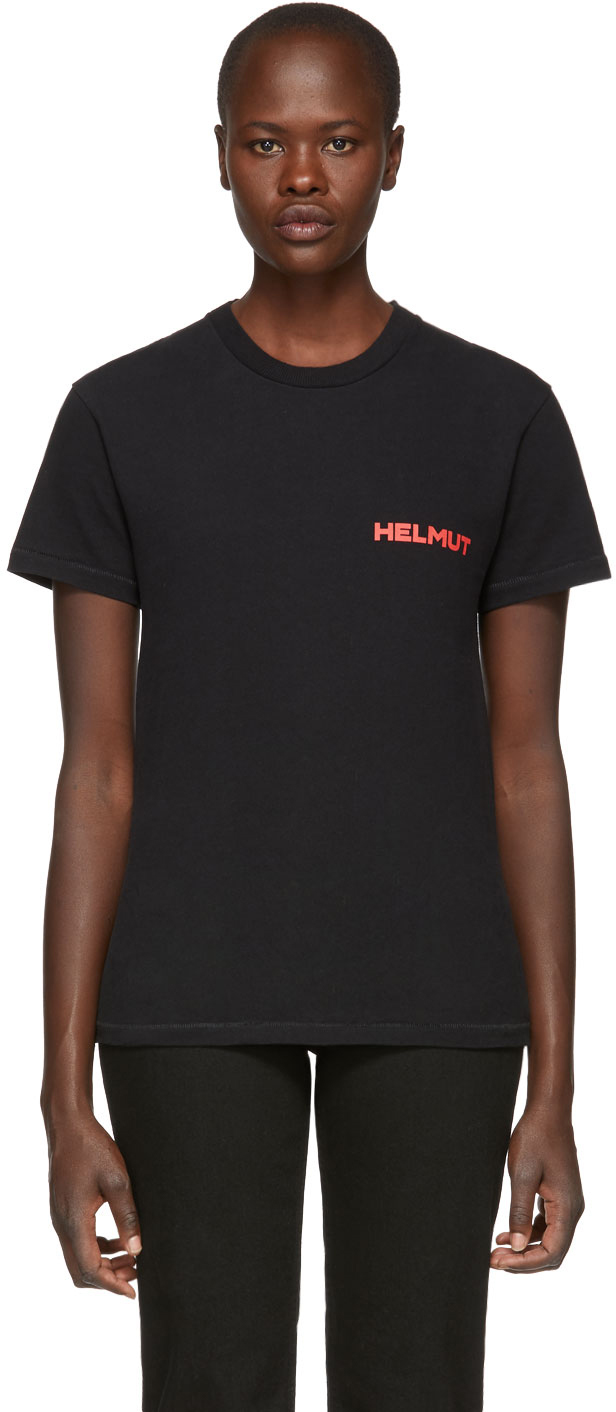 Helmut Lang: Black Brian Roettinger Logo Hack T-Shirt | SSENSE Canada